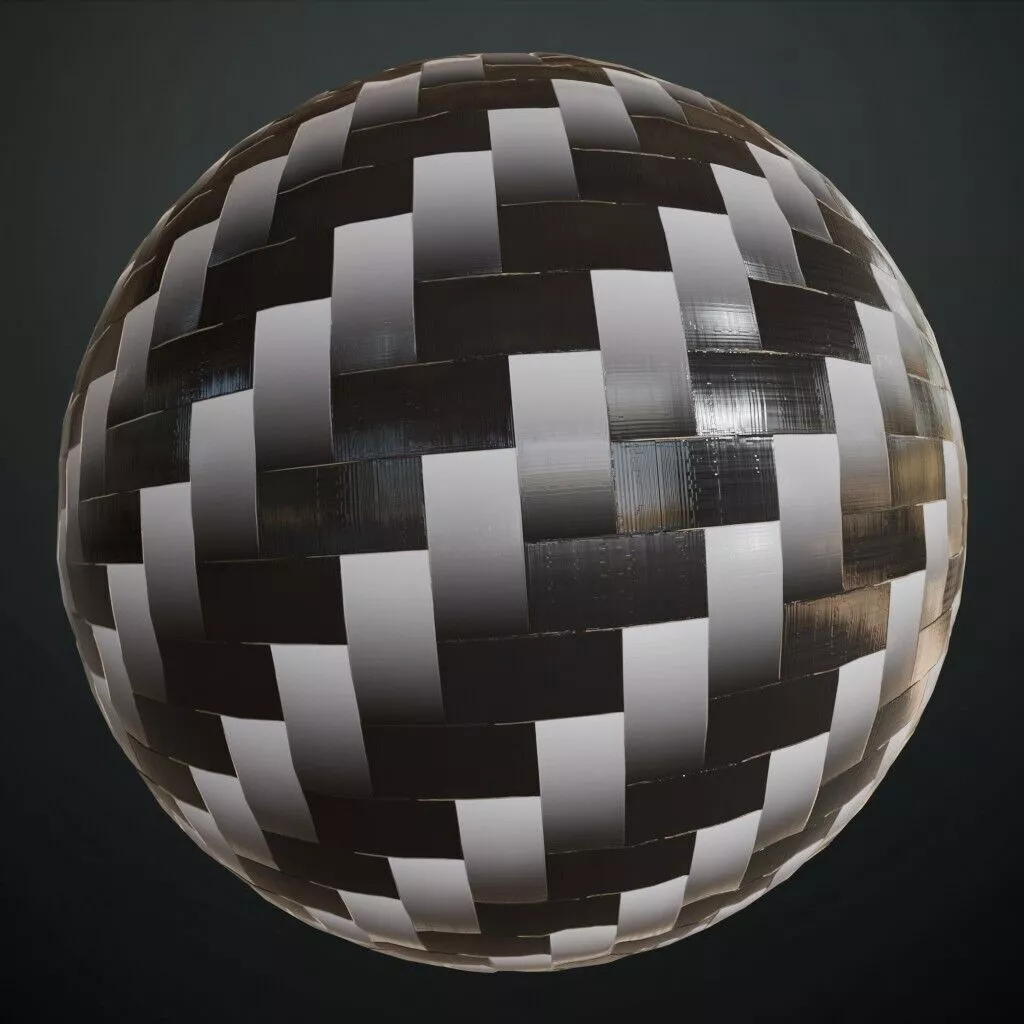 Carbon Fiber Black Silver Basketweave PBR Material Seamless Texture