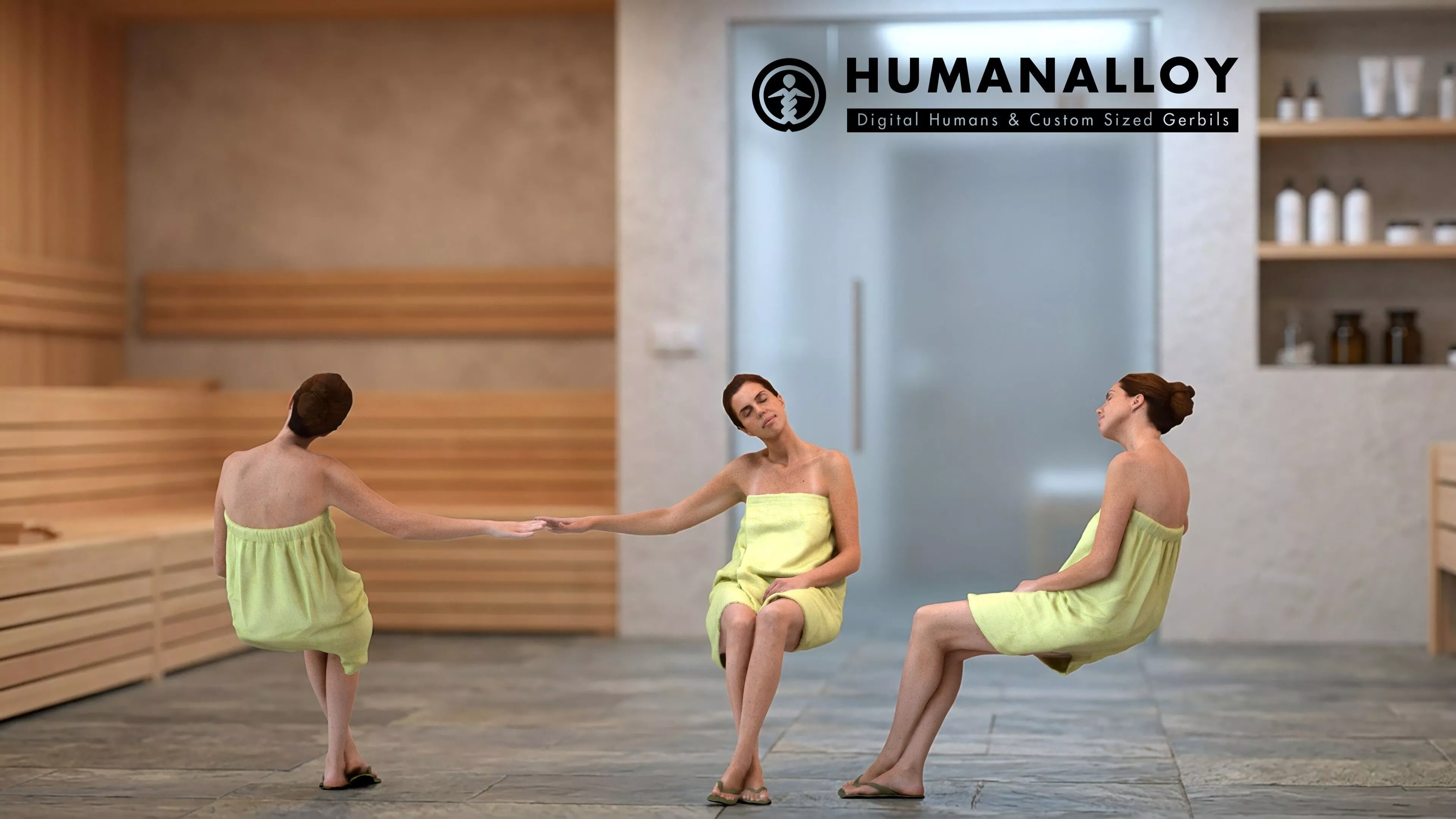 Adult Caucasian woman relaxing comfortably in casual summer 3D model