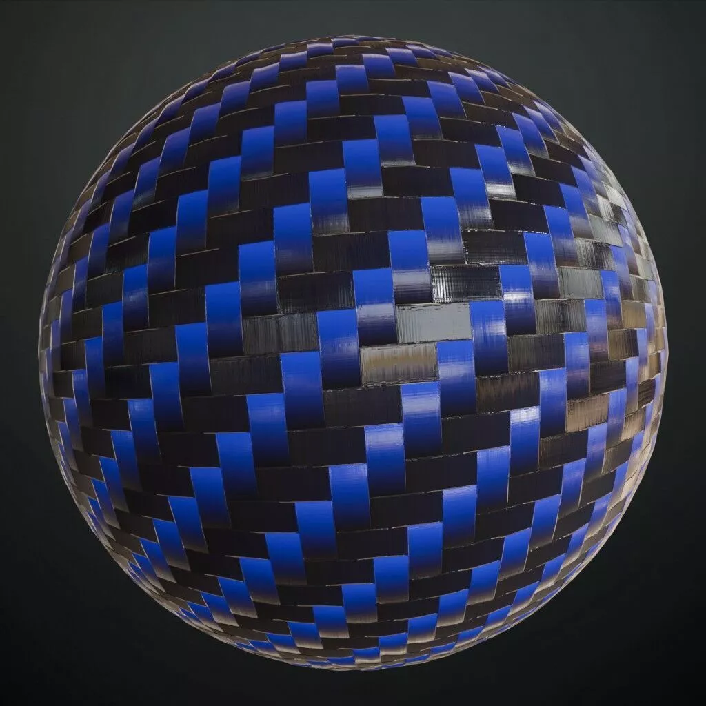 Carbon Fiber Blue Basketweave PBR Material Seamless Texture