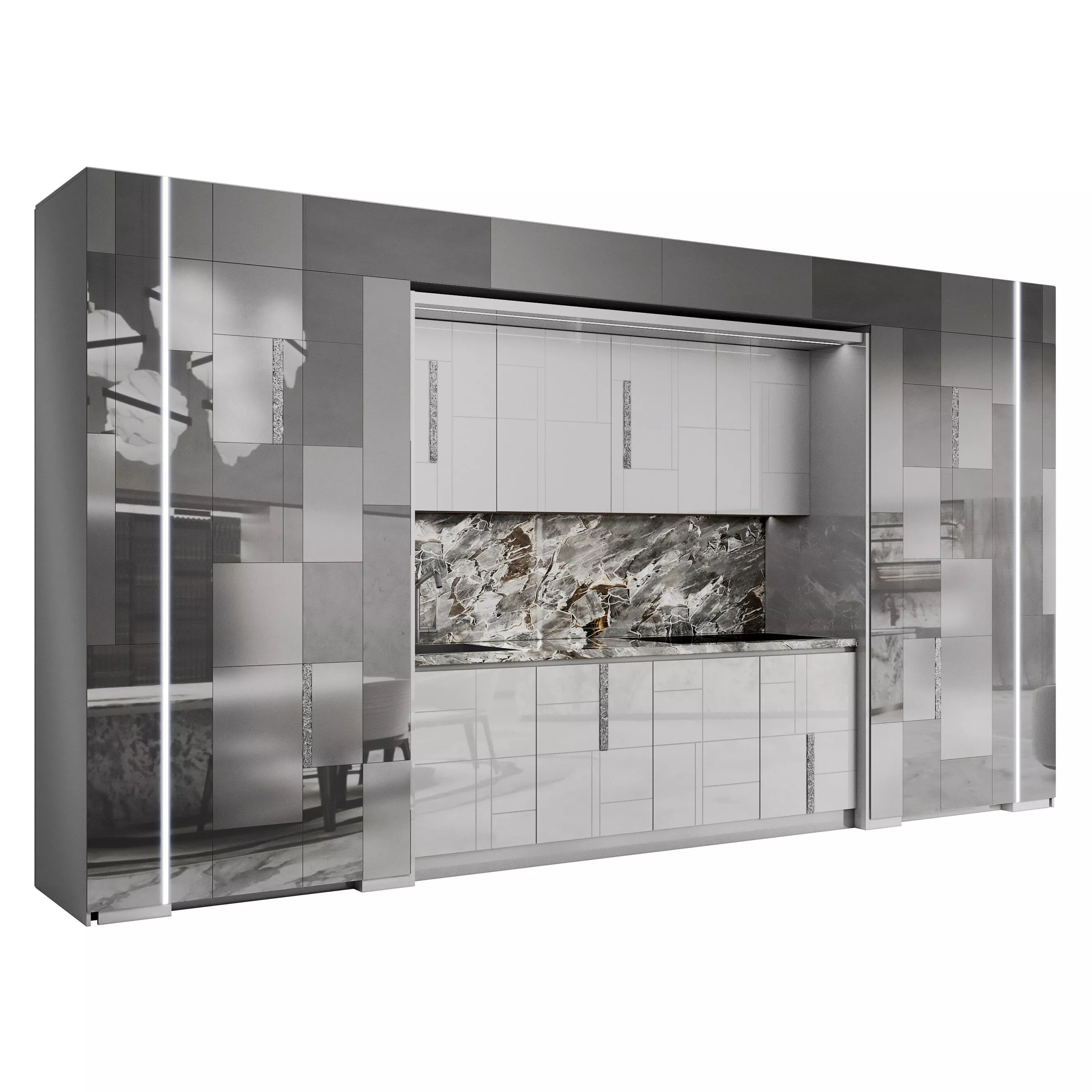 Duncan kitchen by Visionnaire with 3 versions open and 2 closed 3D model