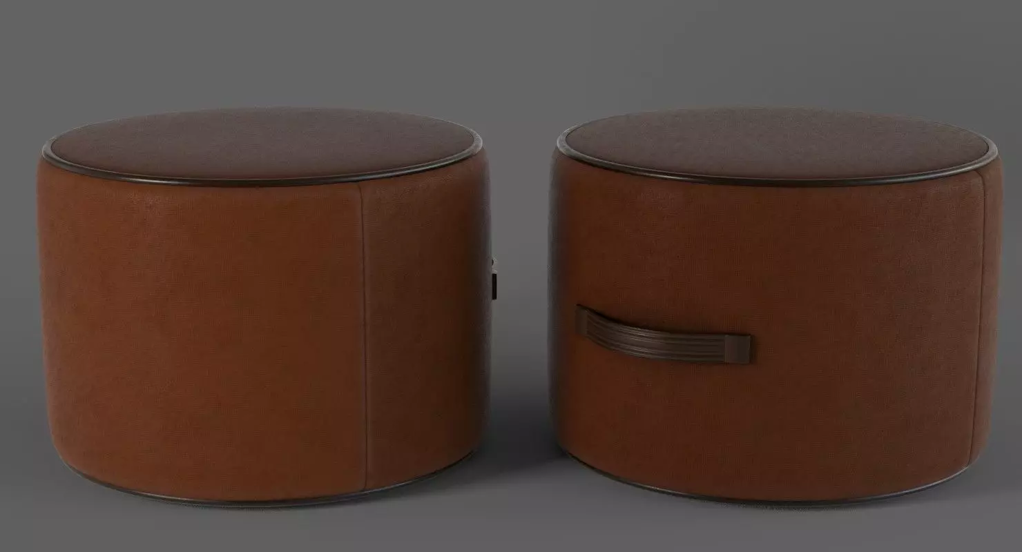 Pouf 3D leather ottoman Low-poly 3D model_0