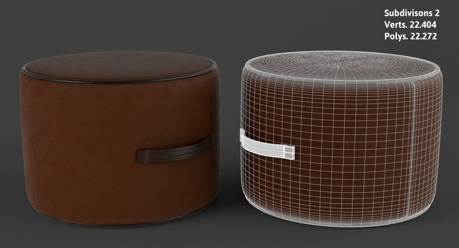 Pouf 3D leather ottoman Low-poly 3D model_8