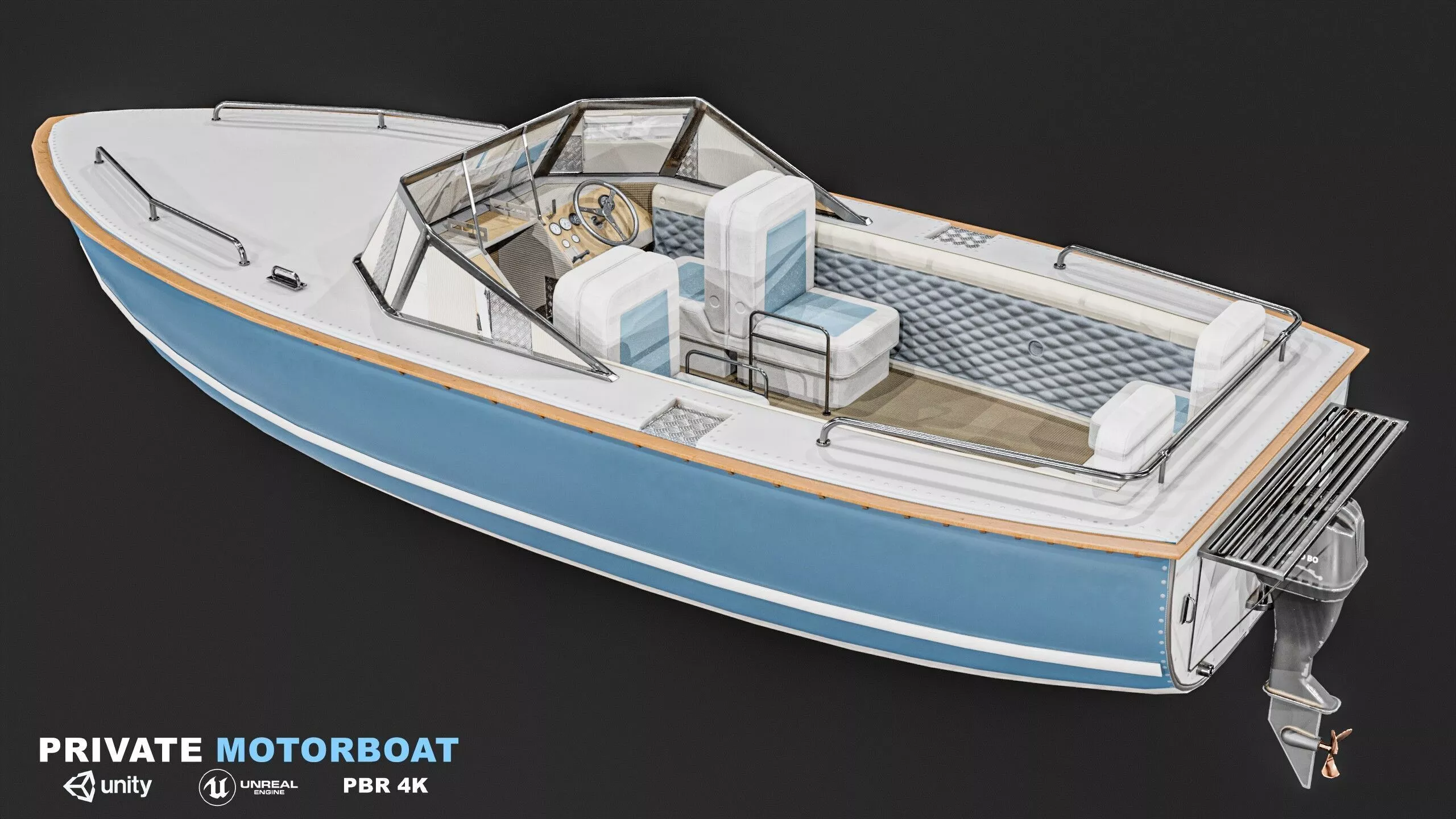 Privet Motorboat Low-poly 3D model