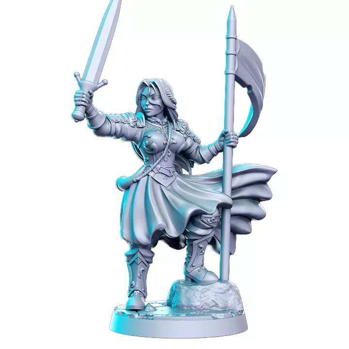 Aegwynne Battlemaiden X - Board Game Miniature STL 3D print model