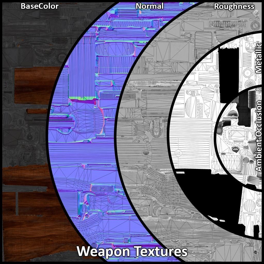 PBR M1 Garand and Attachments Low-poly 3D model_19
