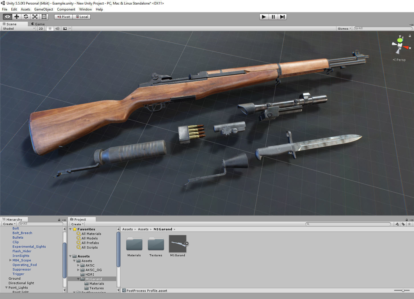 PBR M1 Garand and Attachments Low-poly 3D model_12