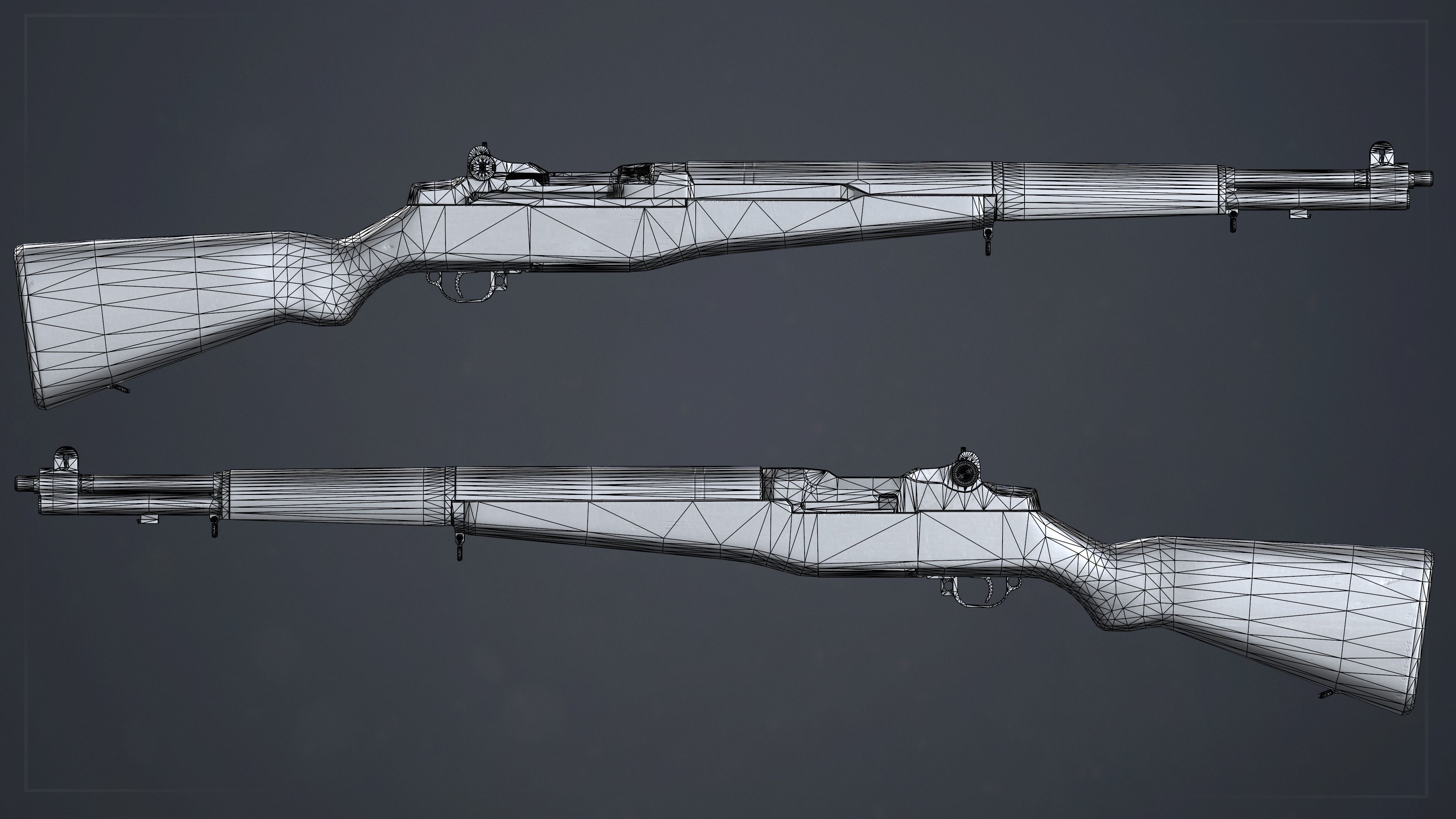 PBR M1 Garand and Attachments Low-poly 3D model_13