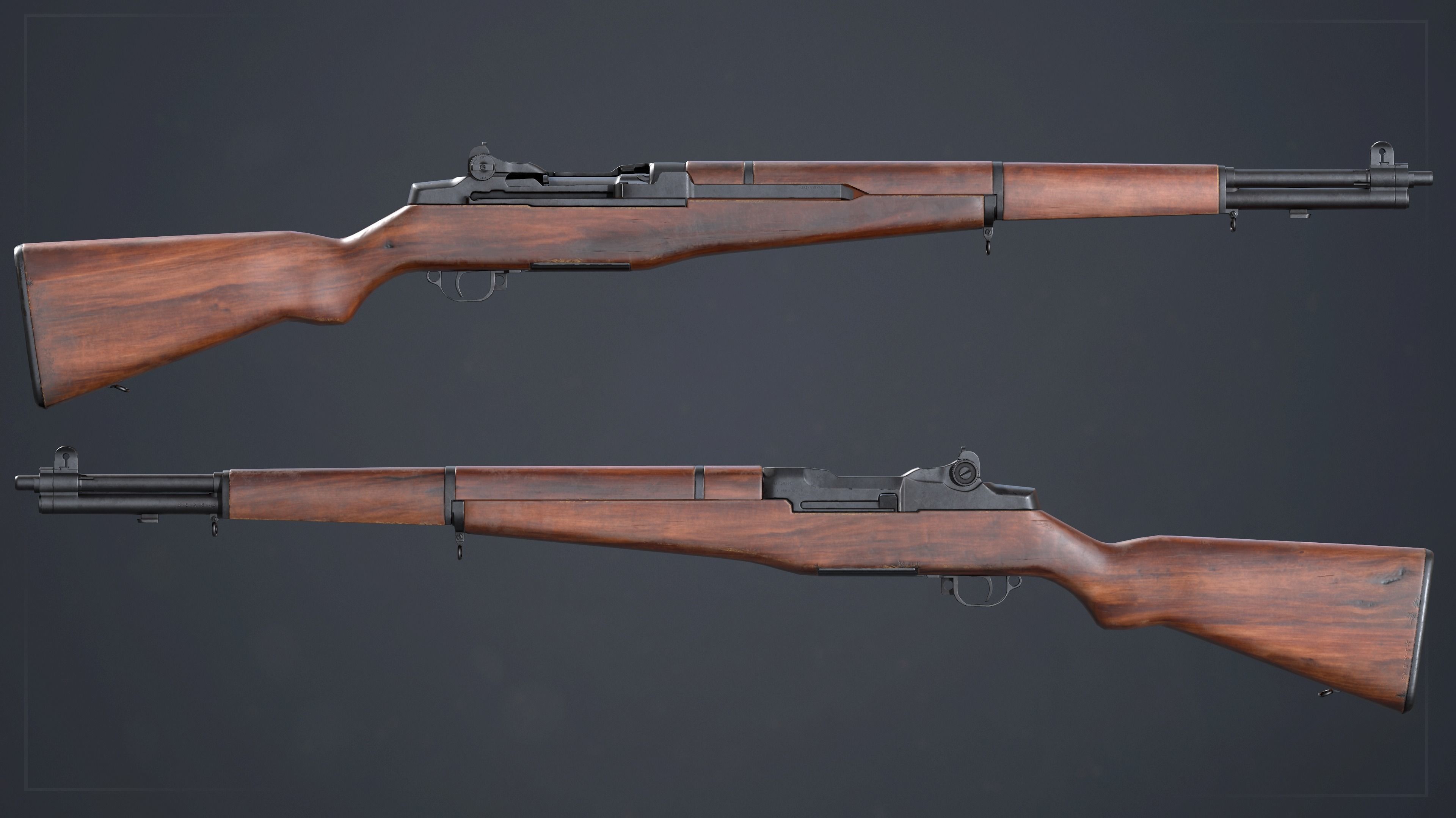 PBR M1 Garand and Attachments Low-poly 3D model_1