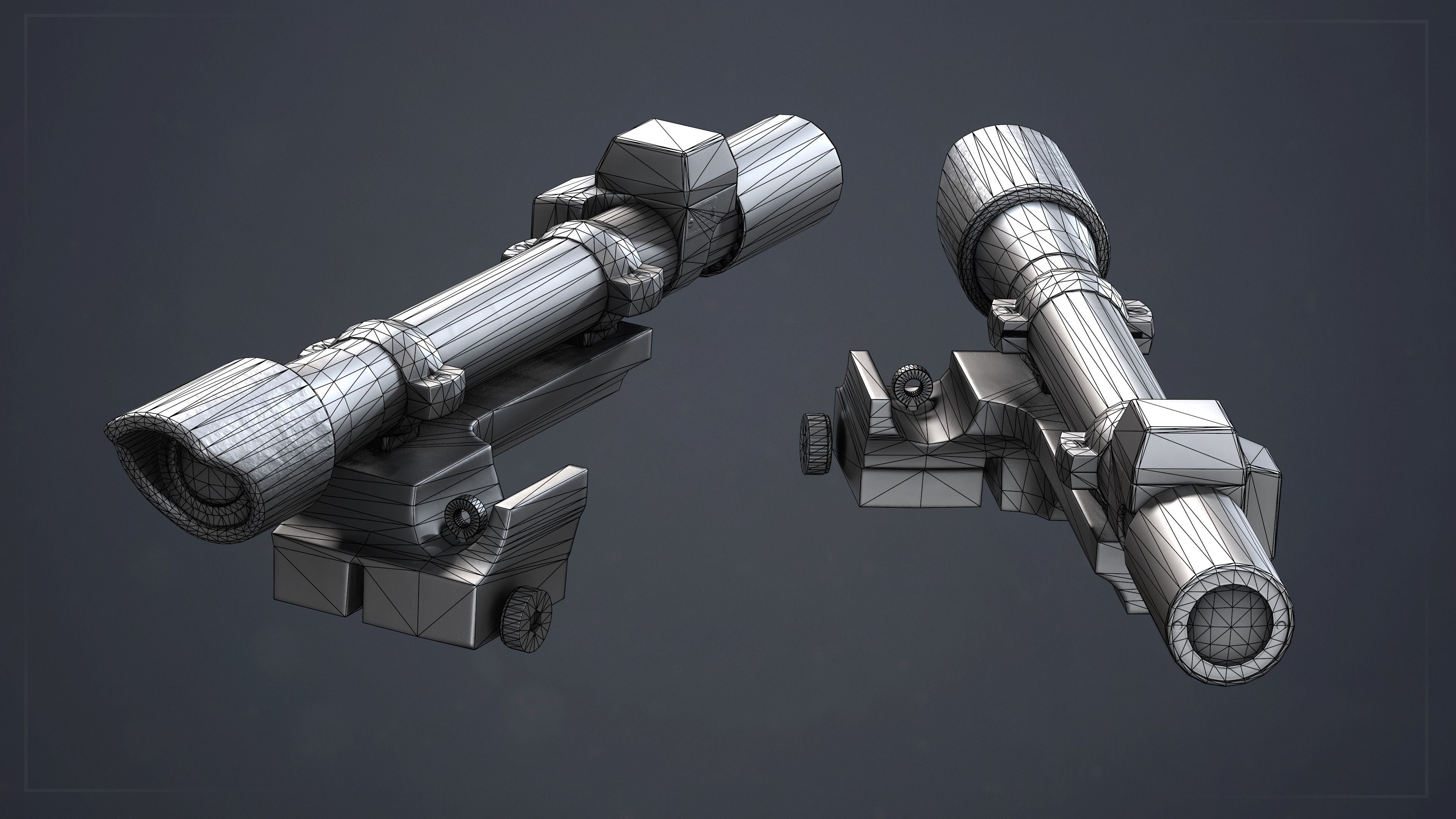 PBR M1 Garand and Attachments Low-poly 3D model_15