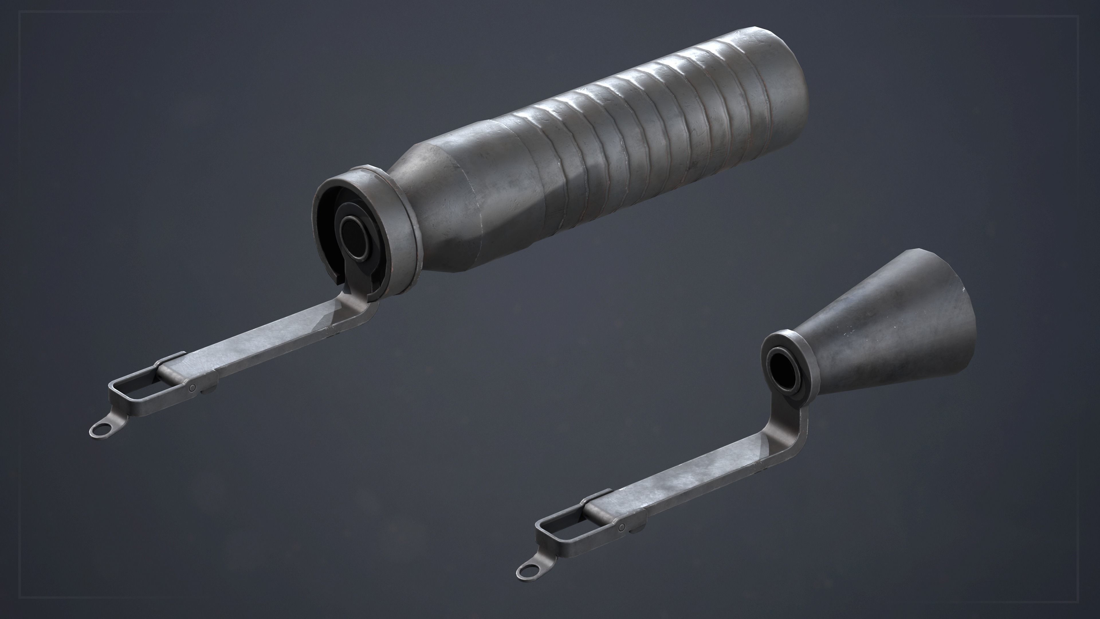 PBR M1 Garand and Attachments Low-poly 3D model_7