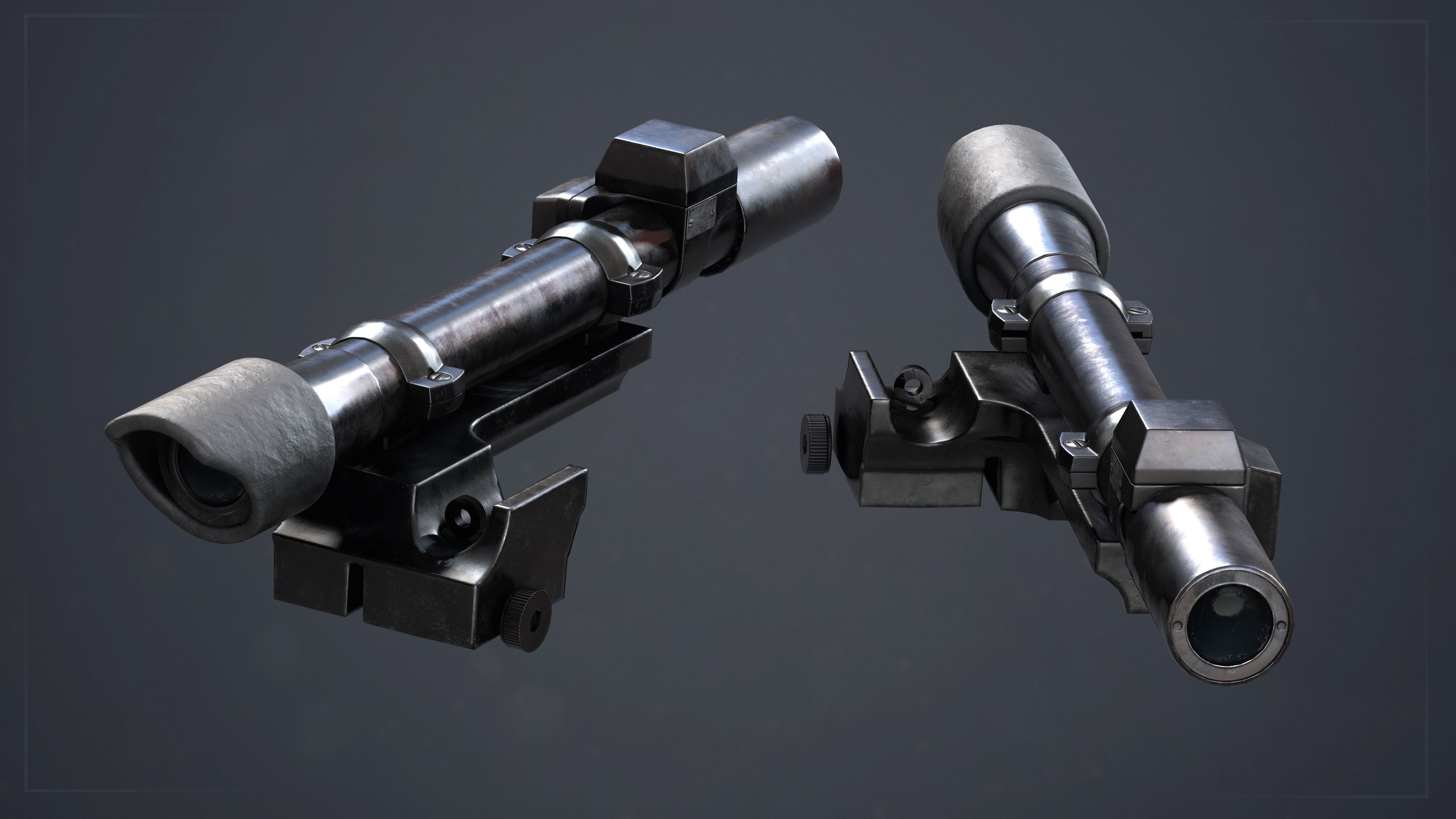 PBR M1 Garand and Attachments Low-poly 3D model_4