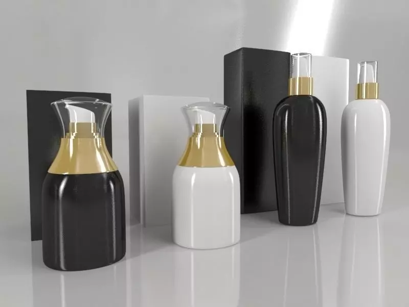 4 Luxury Bottle and Box - Pack 01 - 3D model_0