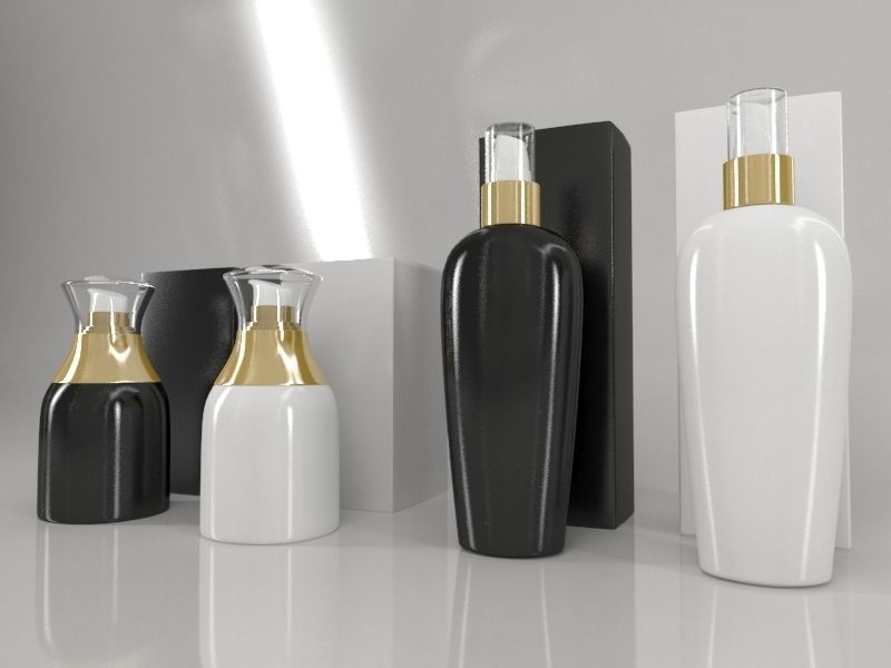 4 Luxury Bottle and Box - Pack 01 - 3D model_1