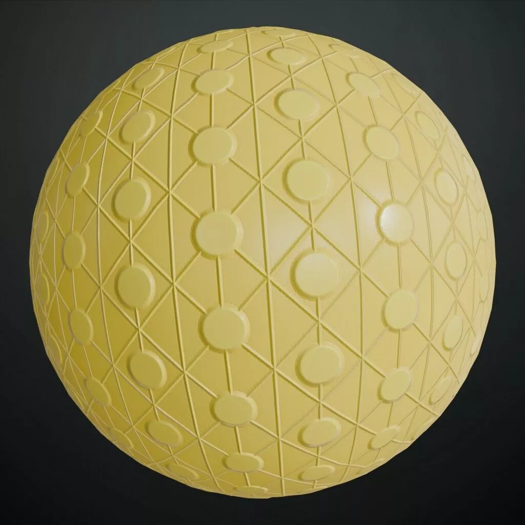 Yellow Plastic Geometric Grid PBR Material Seamless Texture