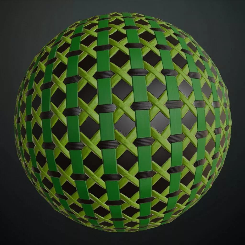 Green Plastic Weave Cane Strapping Outdoor PBR Material Seamless Texture