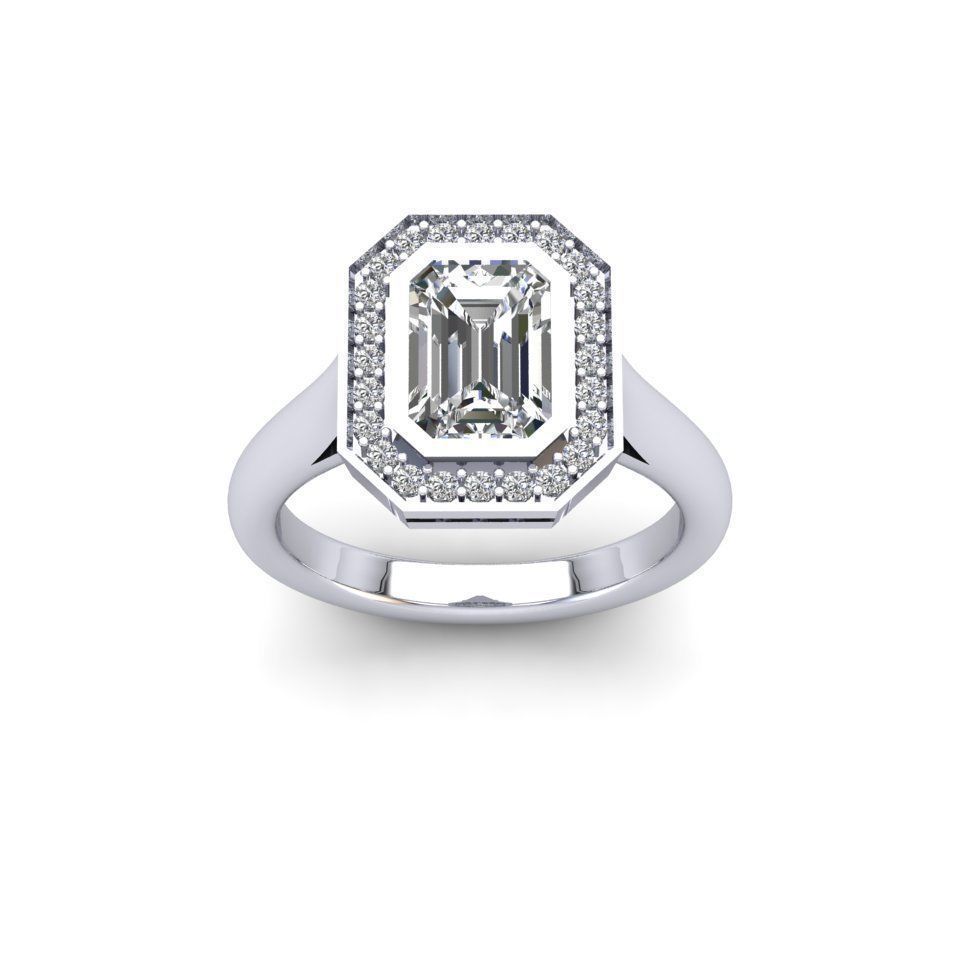 5 x 7 Emerald Cut-halo 3D print model_5