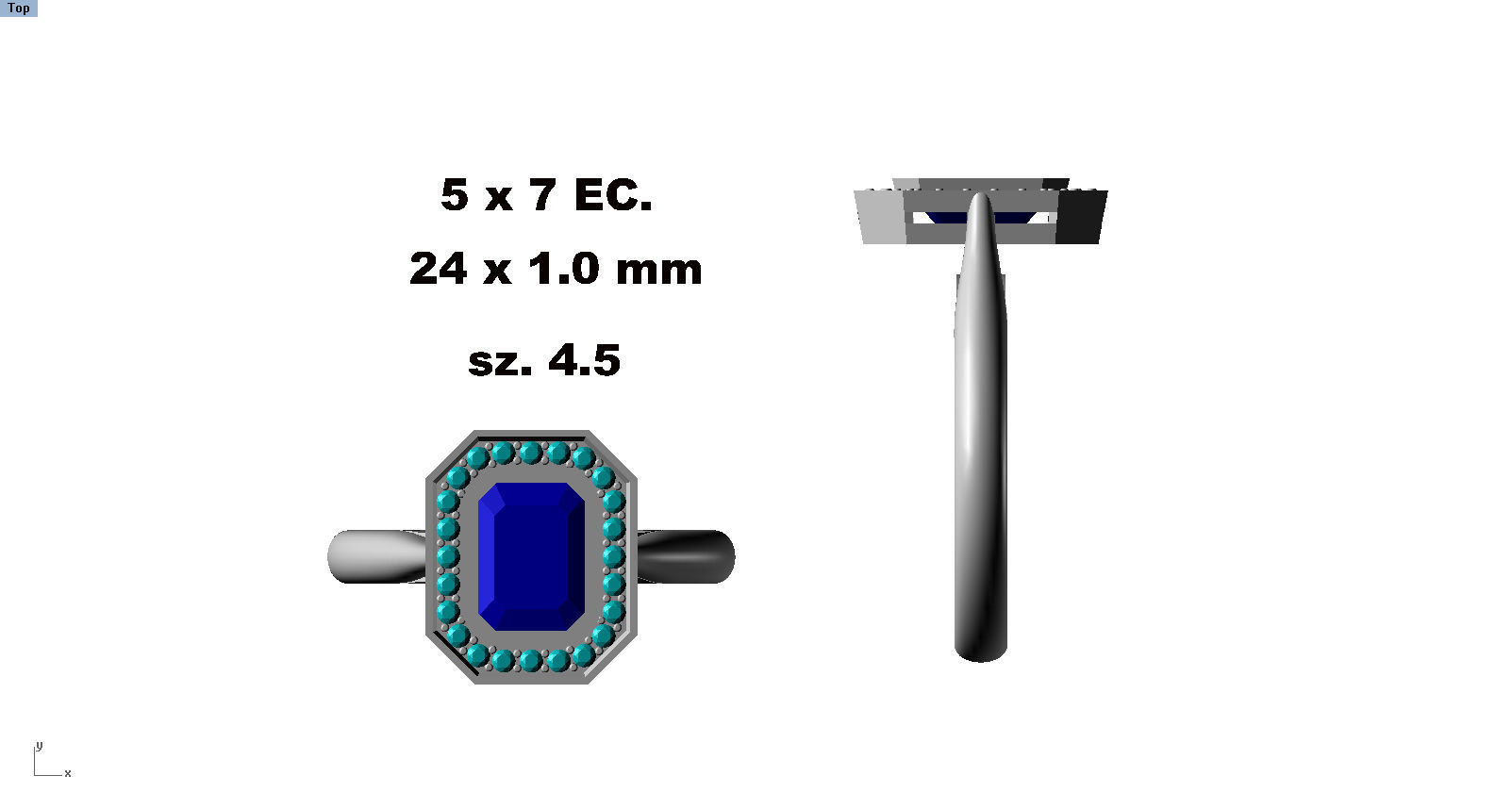 5 x 7 Emerald Cut-halo 3D print model_4