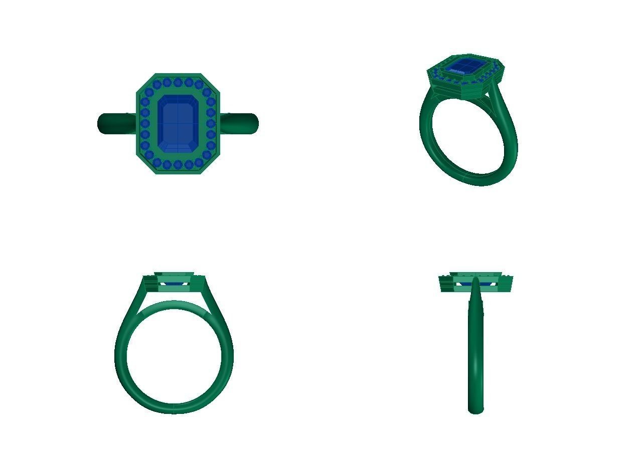 5 x 7 Emerald Cut-halo 3D print model_3