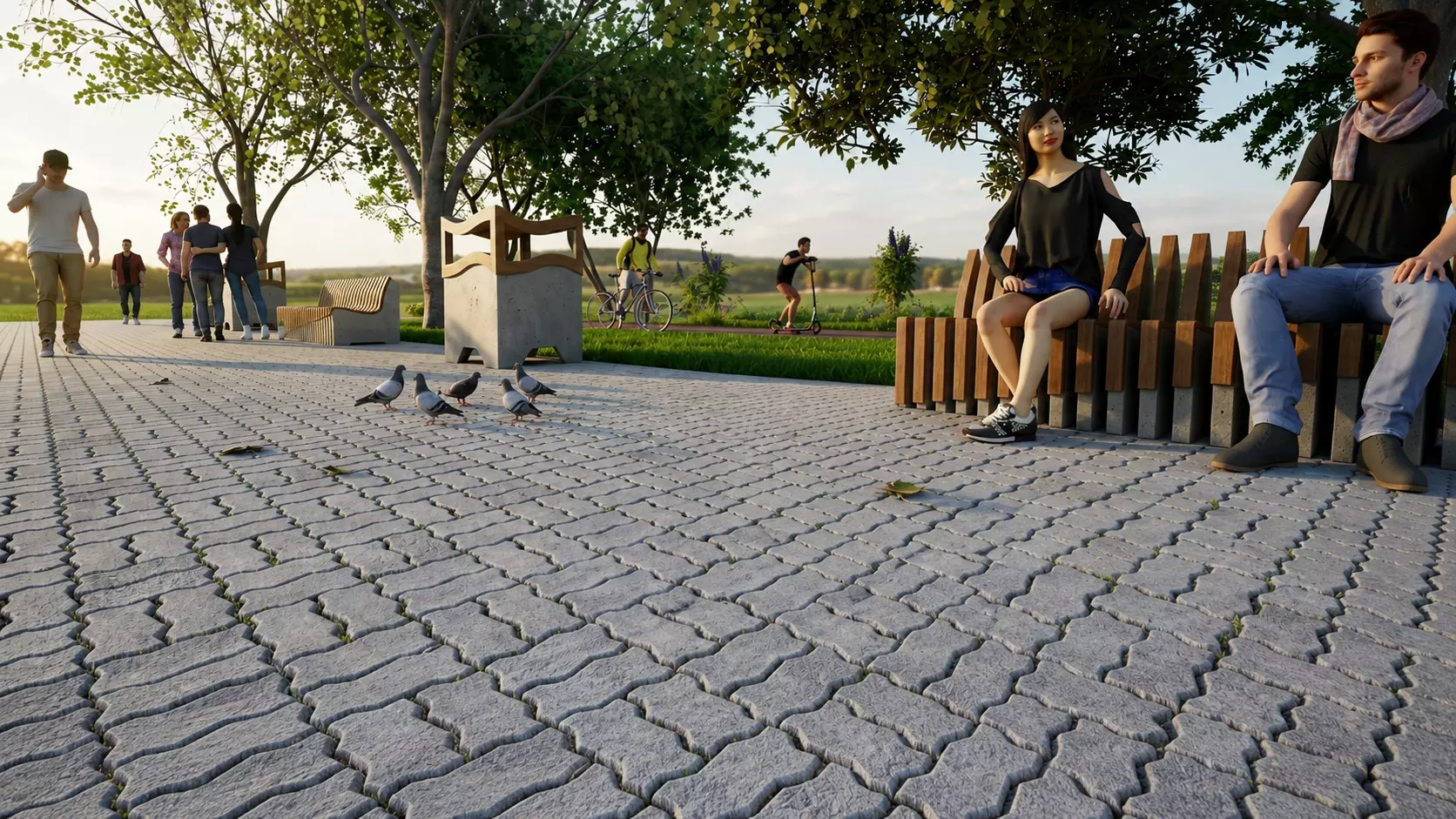 Modular Urban Bench Revit Family - RFA 3D model