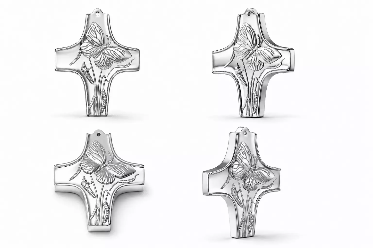 Butterfly Cross Pendant CAD STL Print Model - Cross-1 3D print model