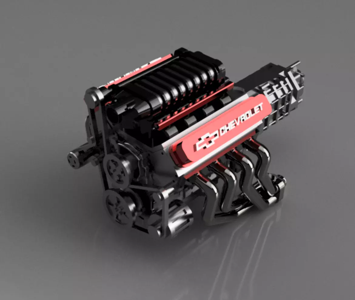 LS engin with compressor 3D print model