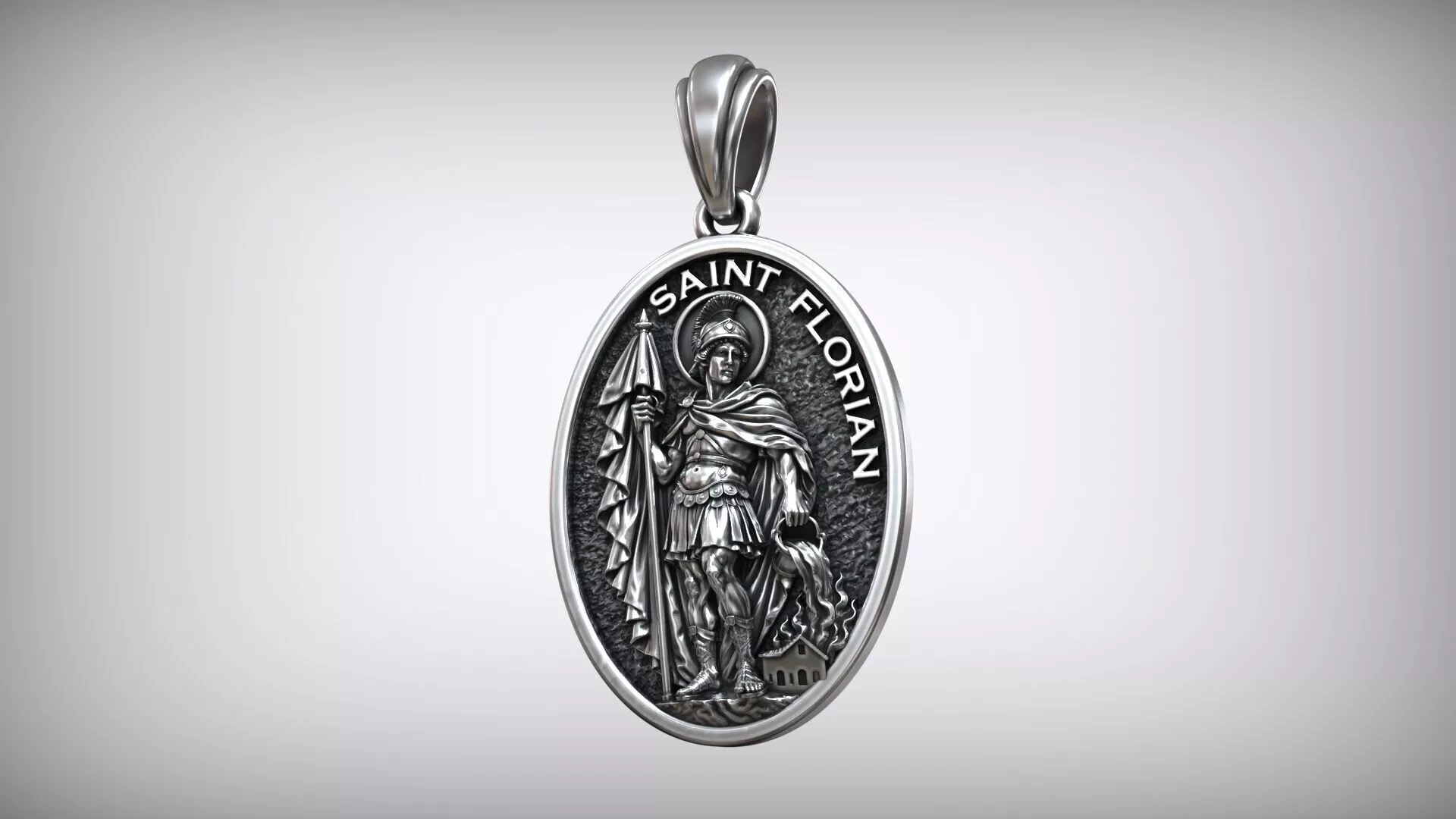 Saint Florian Patron of Firefighters Christian Medallion 3D print model