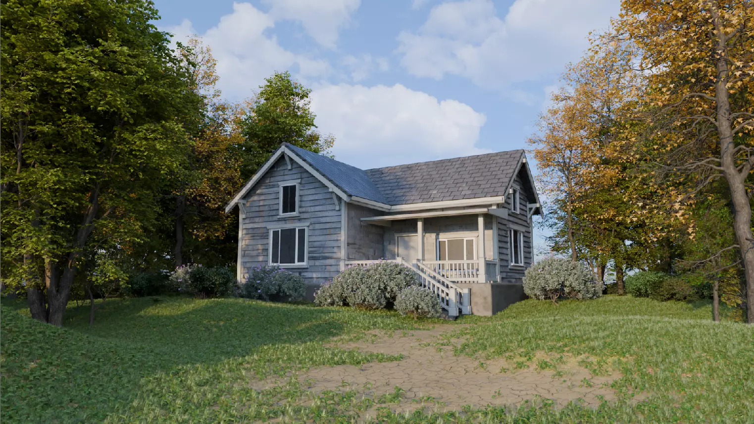 American Suburban House Cape Cod Style Low-poly 3D model