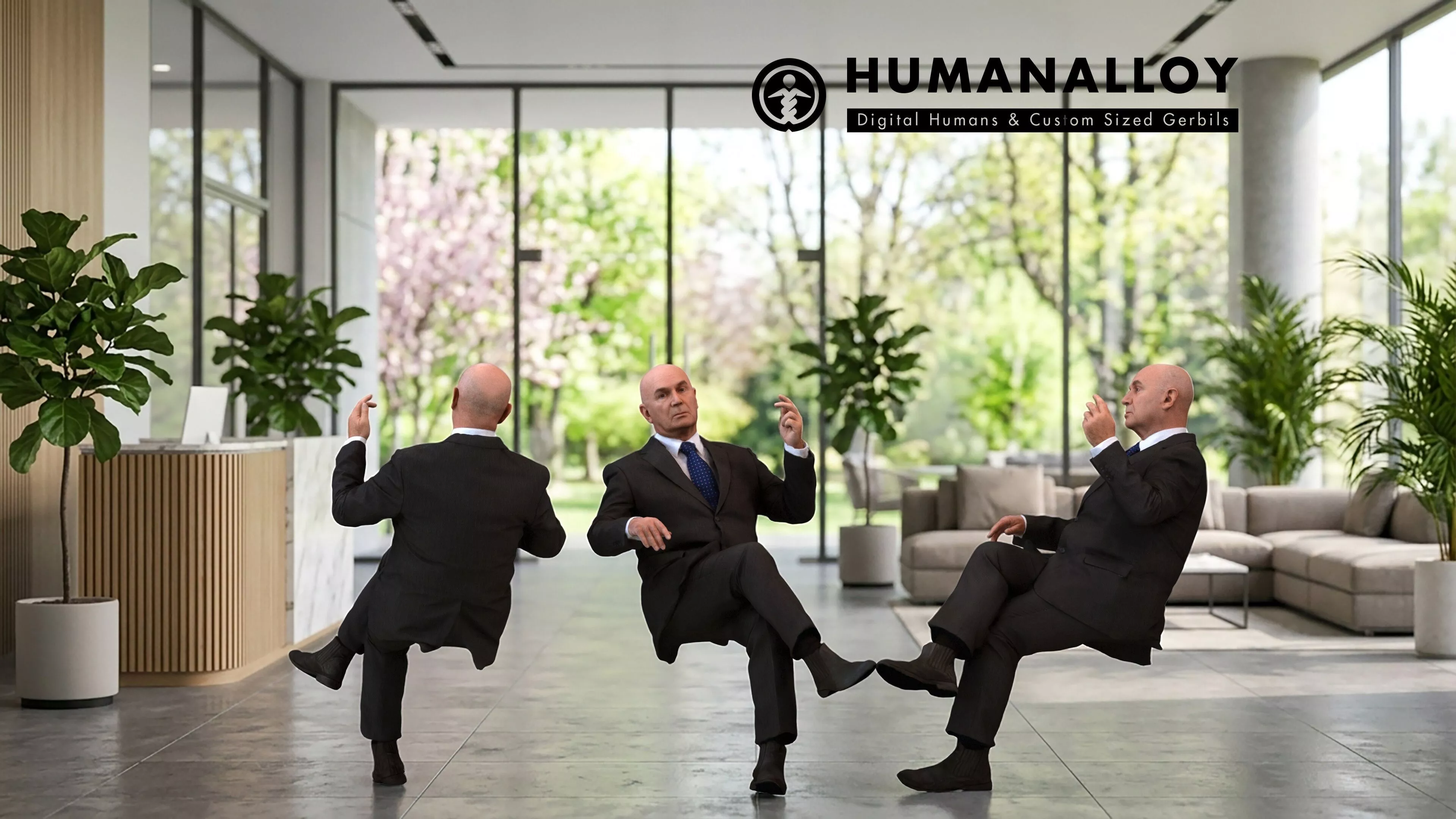 Senior Caucasian businessman talking while seated in office 3D model