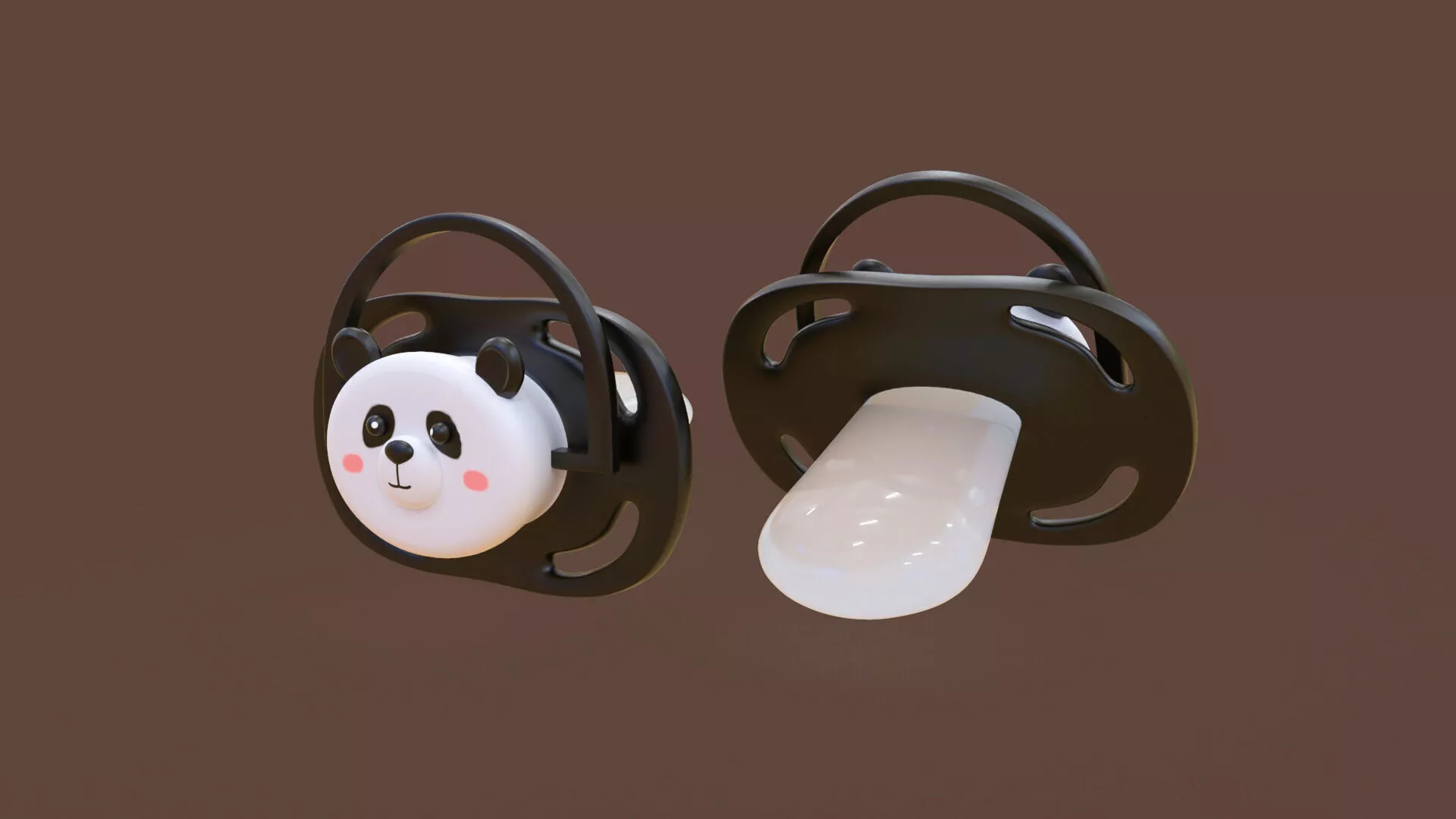 Cute Panda Baby Pacifier Low-poly 3D model