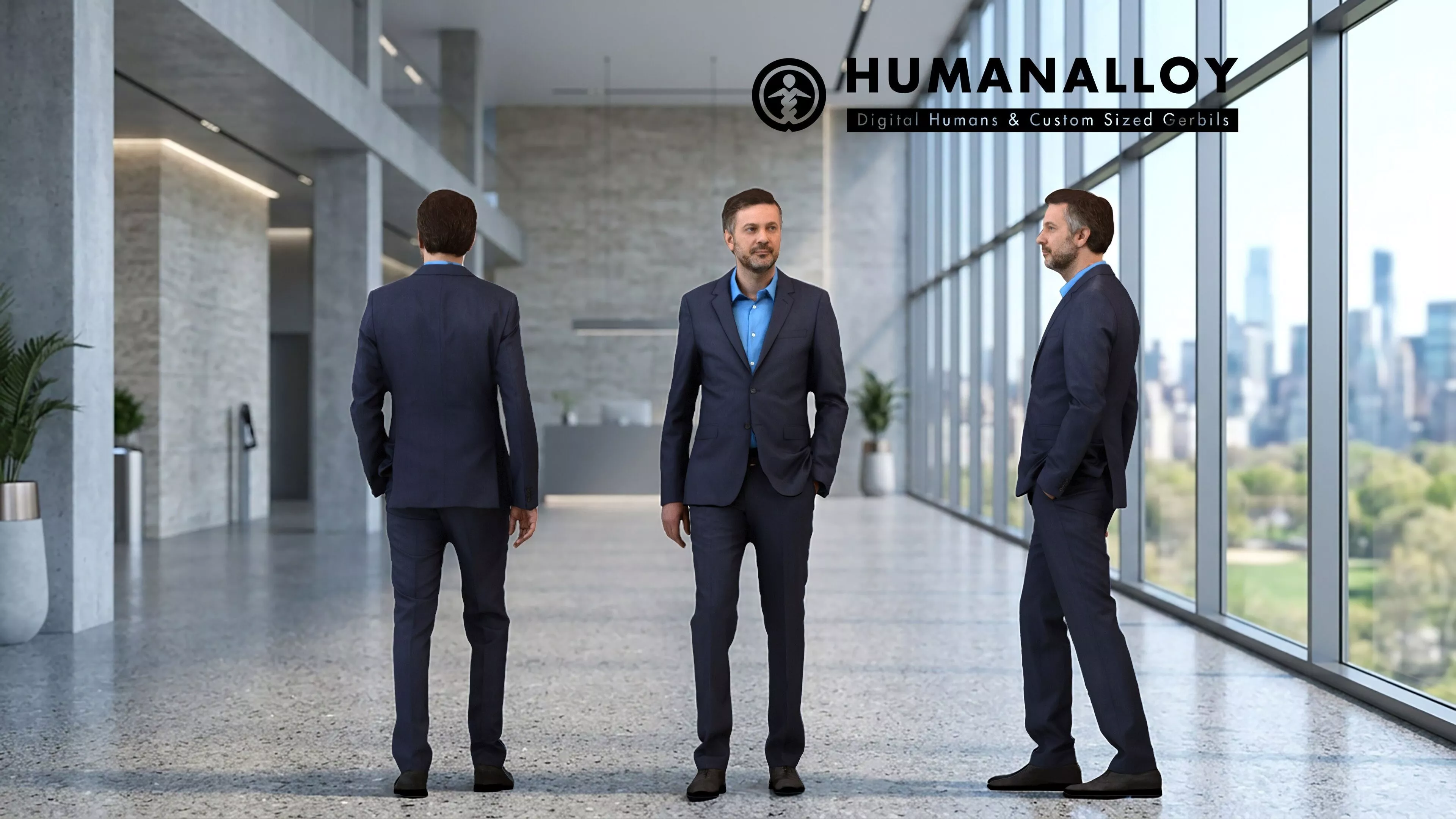 Adult Caucasian male waiting in office wearing autumn or spring 3D model