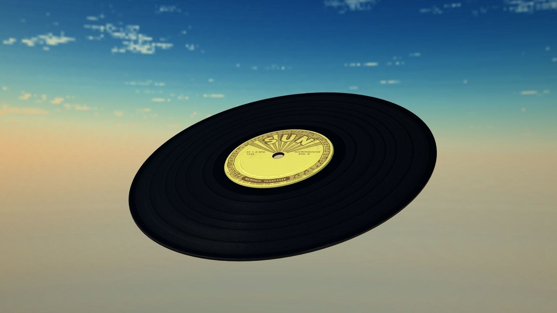 Record vinyl in sky 3D model_2
