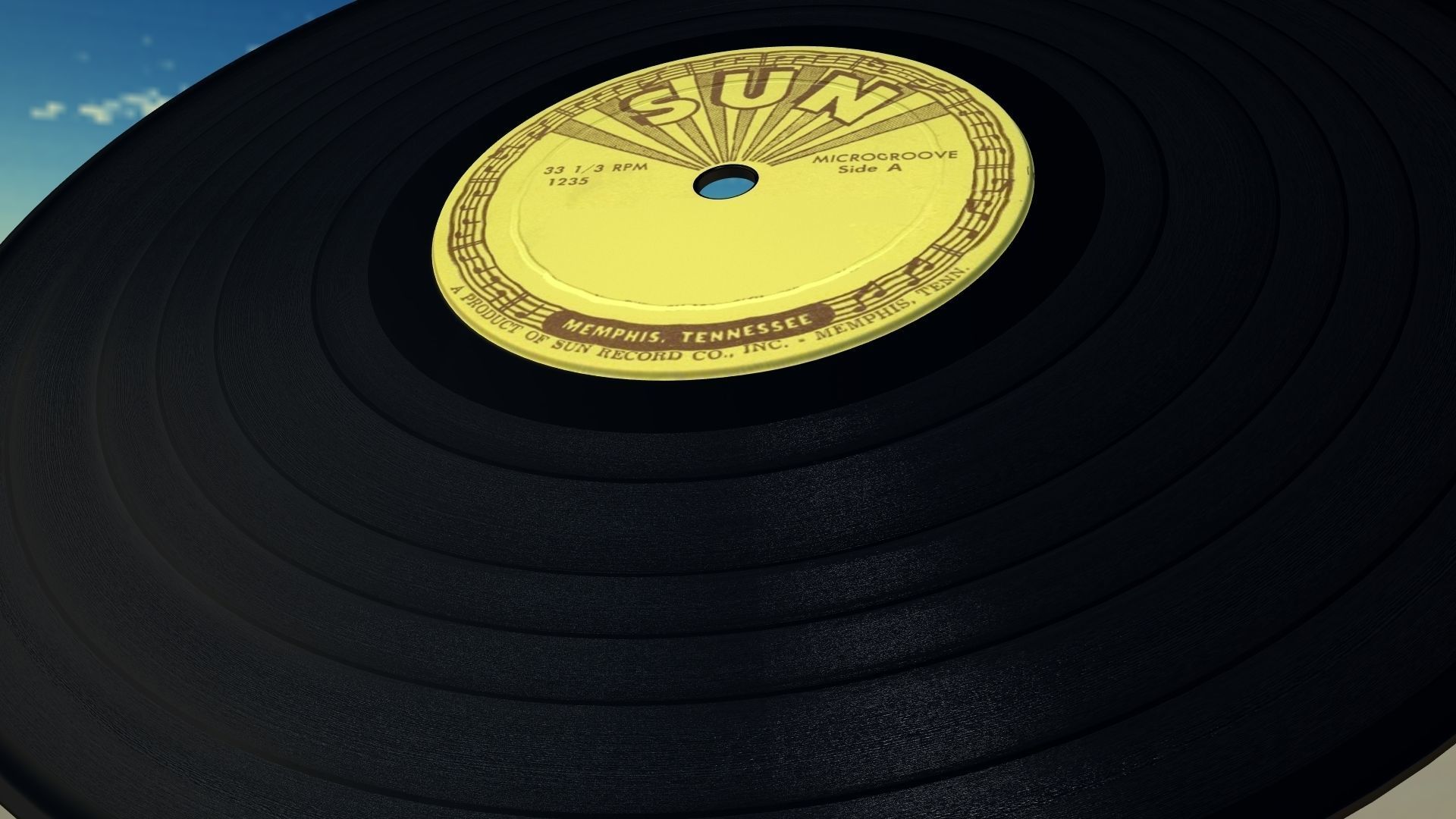 Record vinyl in sky 3D model_4