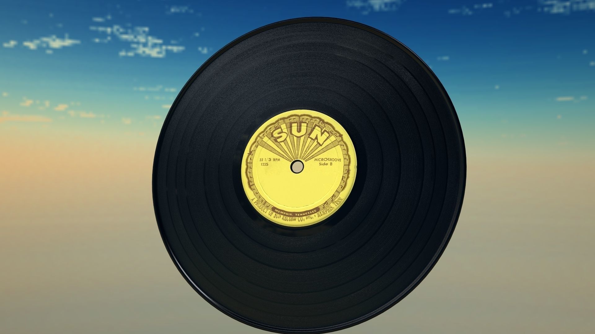 Record vinyl in sky 3D model_1