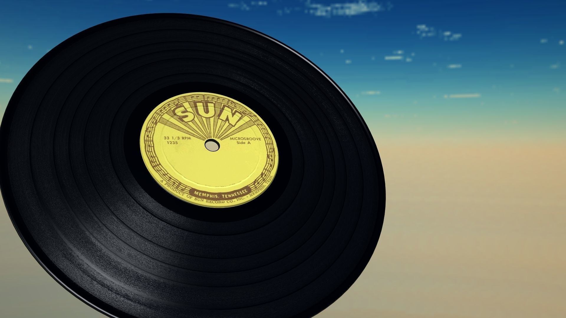 Record vinyl in sky 3D model_3