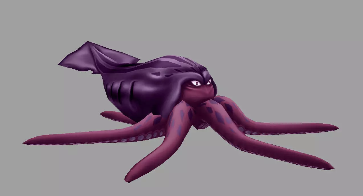 model cuttle 2 octopus Low-poly 3D model_0