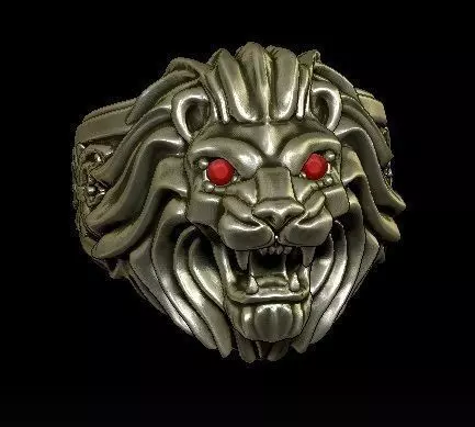 LION RING - stone setting 3D print model_0
