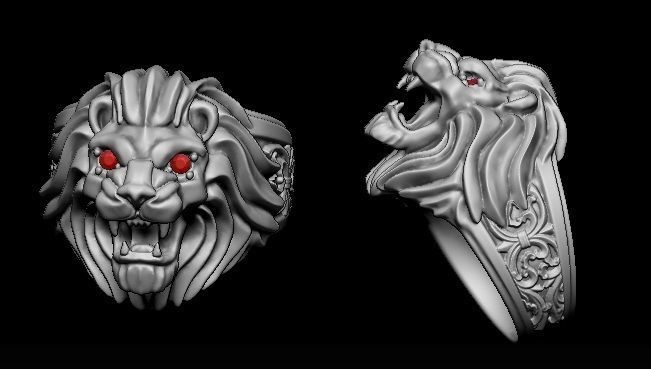 LION RING - stone setting 3D print model_2