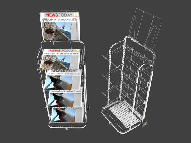 Portable display stand with wheels 3D model