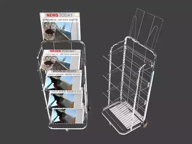 Portable display stand with wheels 3D model