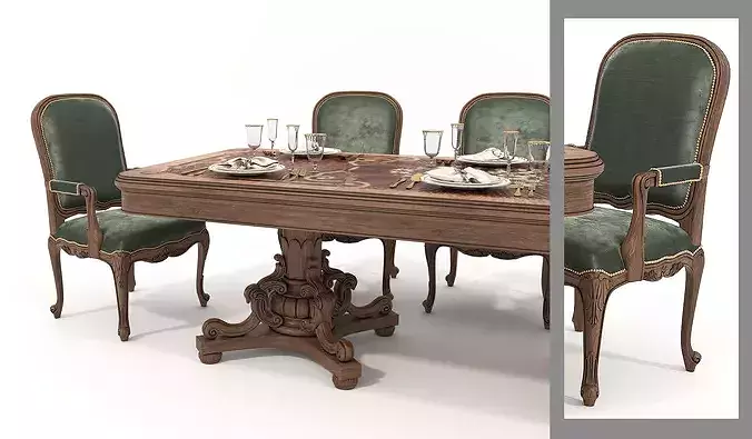Versailles Classic European Dining Set 6 3D model 5
