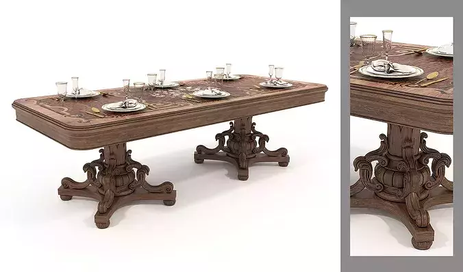 Versailles Classic European Dining Set 6 3D model 7