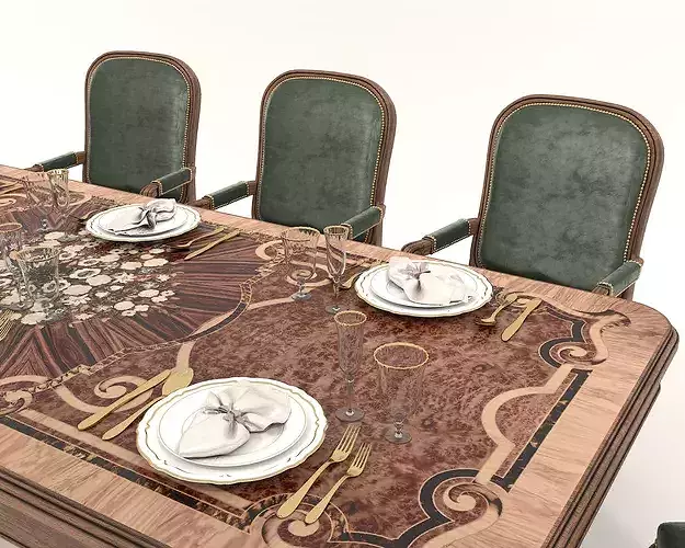 Versailles Classic European Dining Set 6 3D model 4