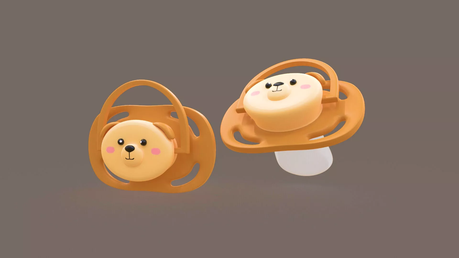 Cute Dog Baby Pacifier Low-poly 3D model