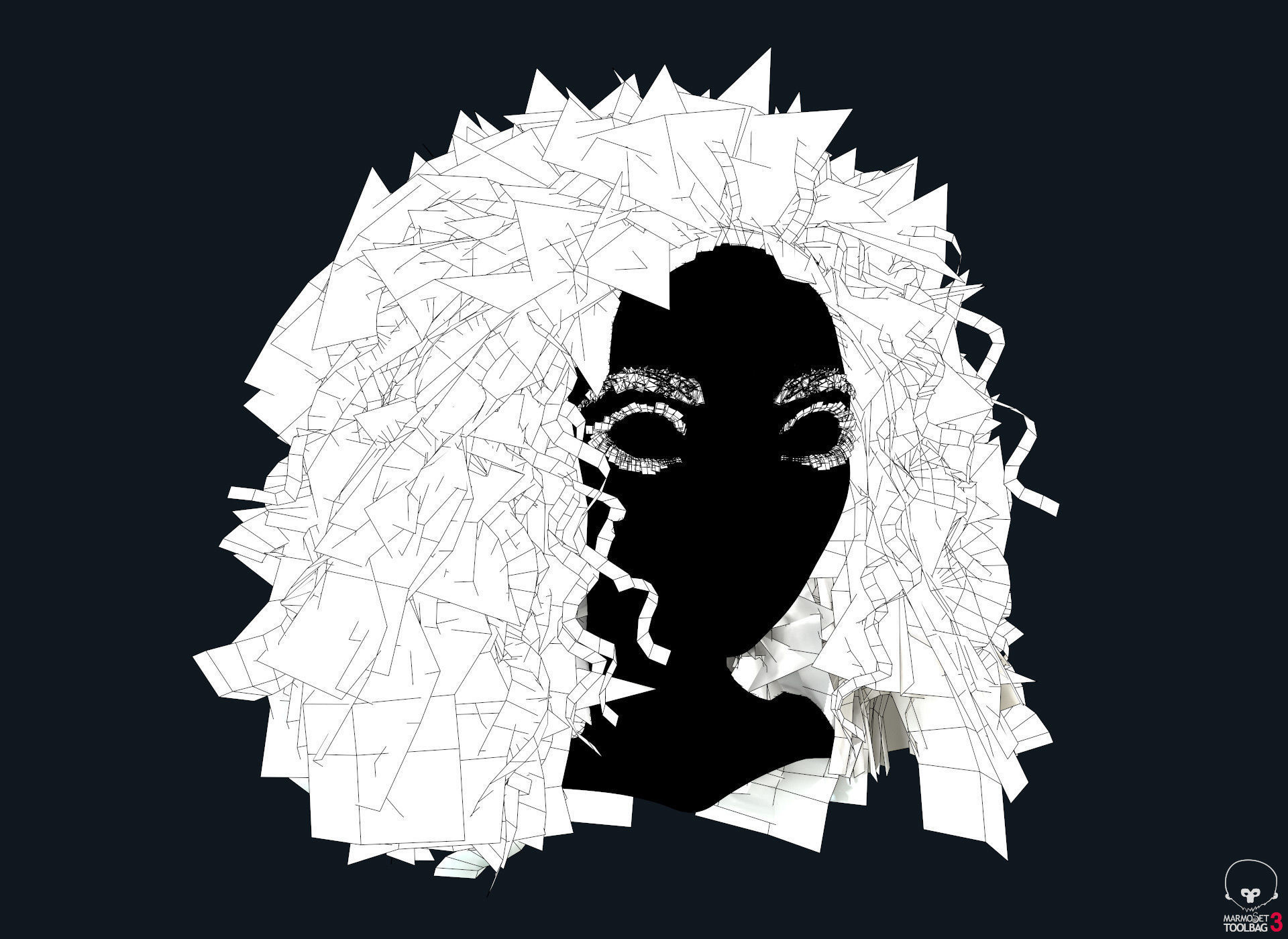  PBR Curly realtime hair plus UE4 project Low-poly 3D model_15