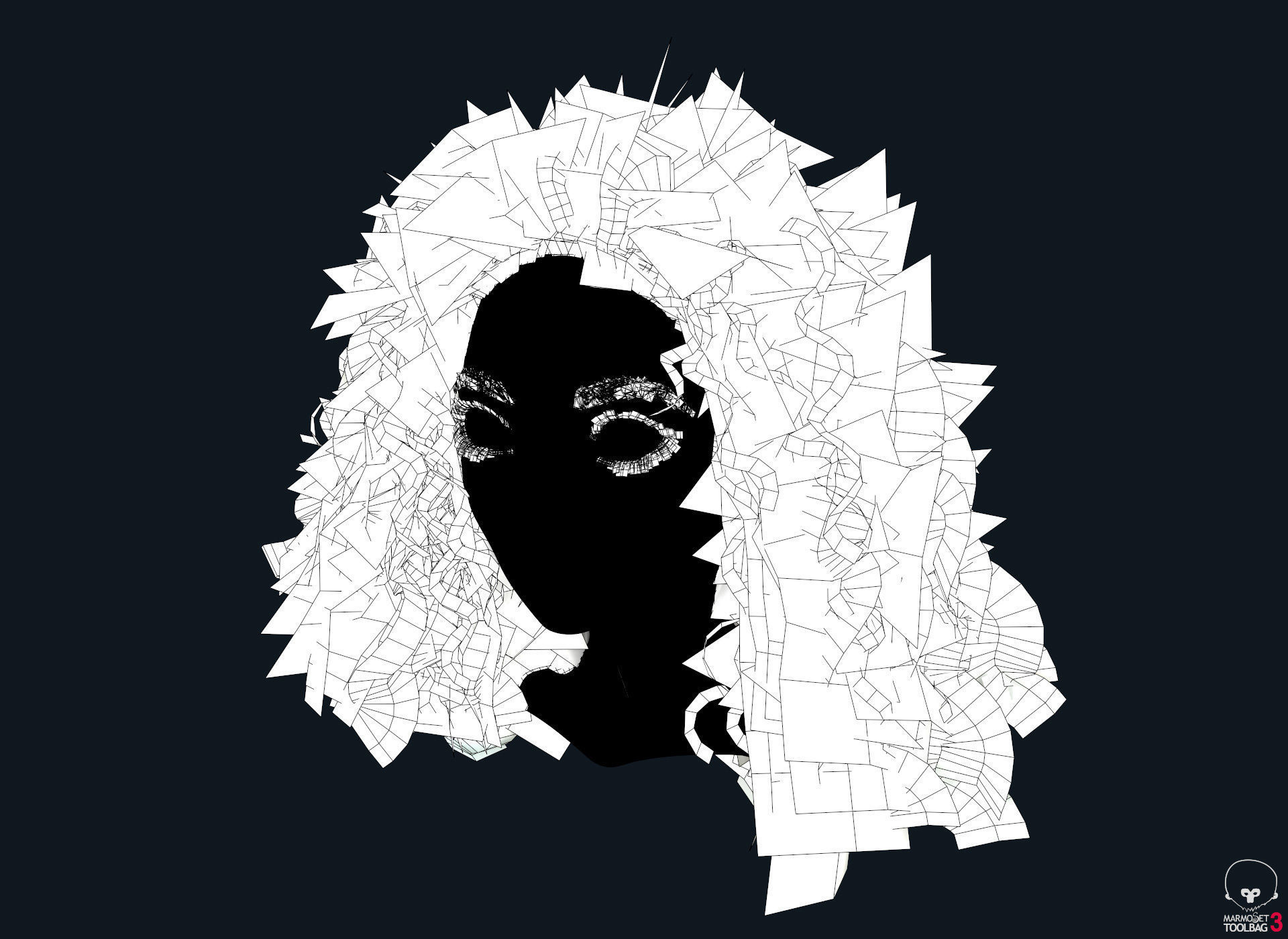  PBR Curly realtime hair plus UE4 project Low-poly 3D model_19