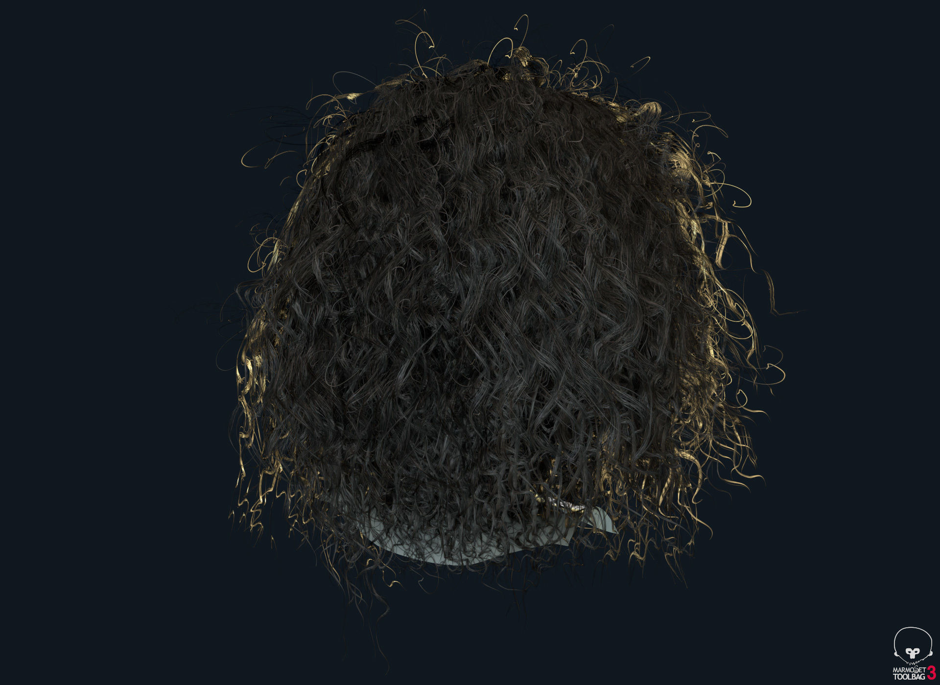  PBR Curly realtime hair plus UE4 project Low-poly 3D model_12