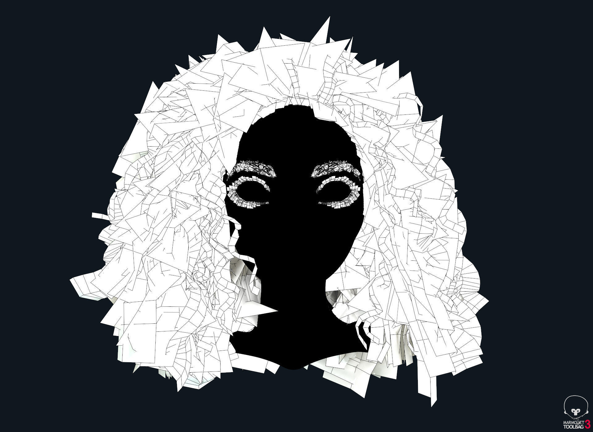  PBR Curly realtime hair plus UE4 project Low-poly 3D model_16