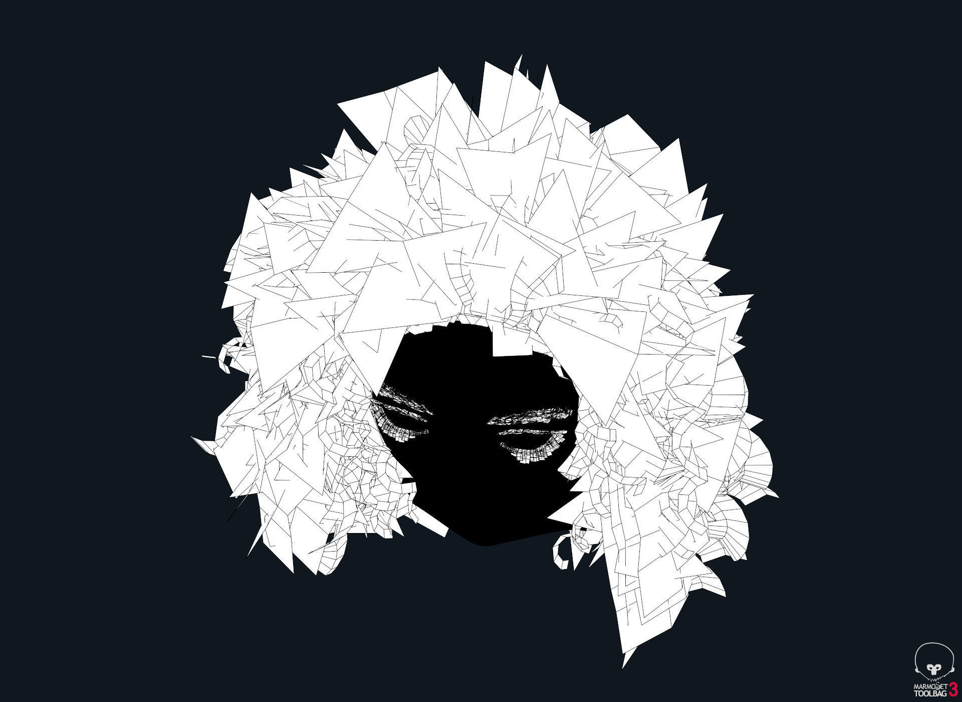  PBR Curly realtime hair plus UE4 project Low-poly 3D model_18