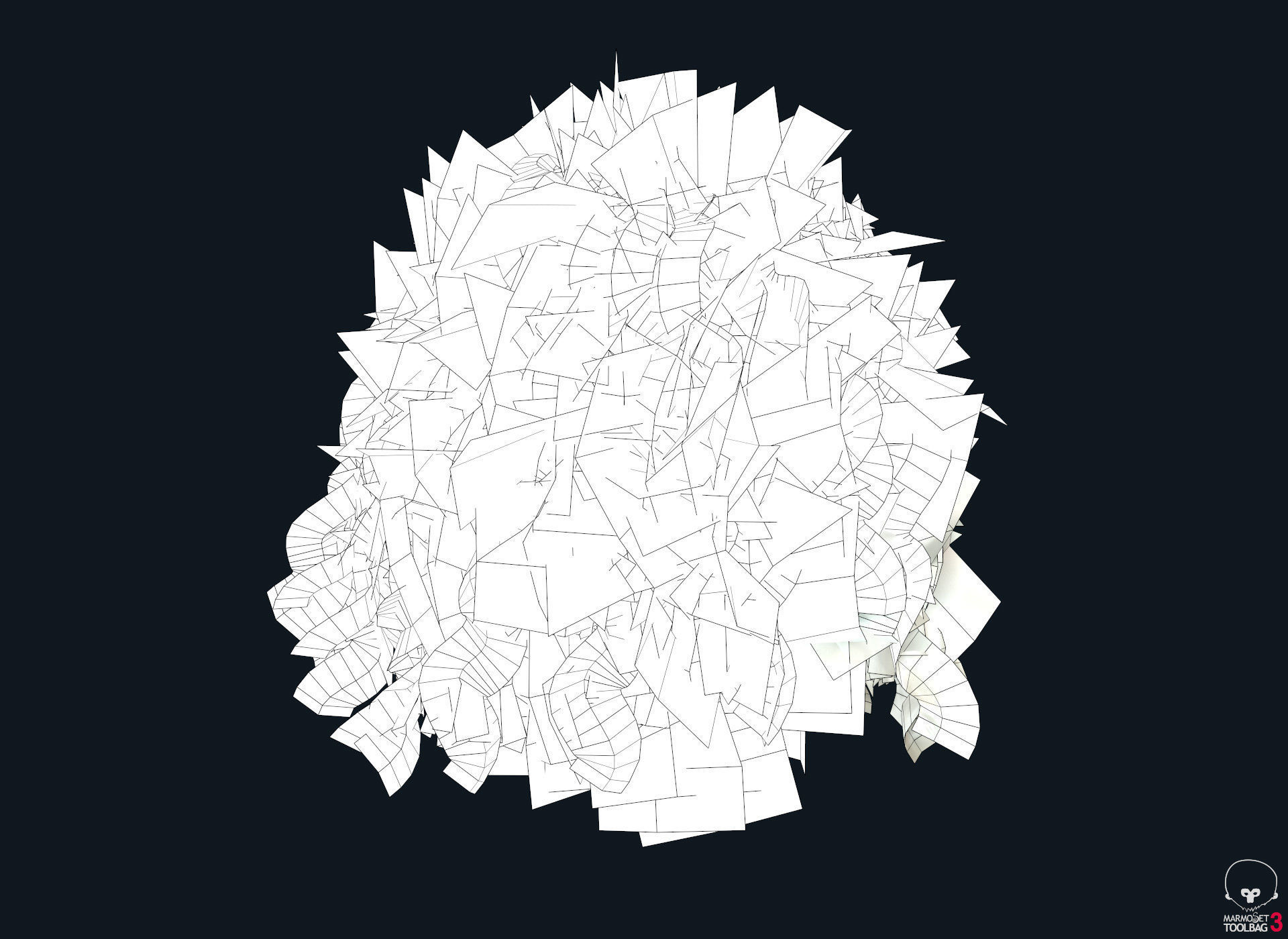  PBR Curly realtime hair plus UE4 project Low-poly 3D model_17