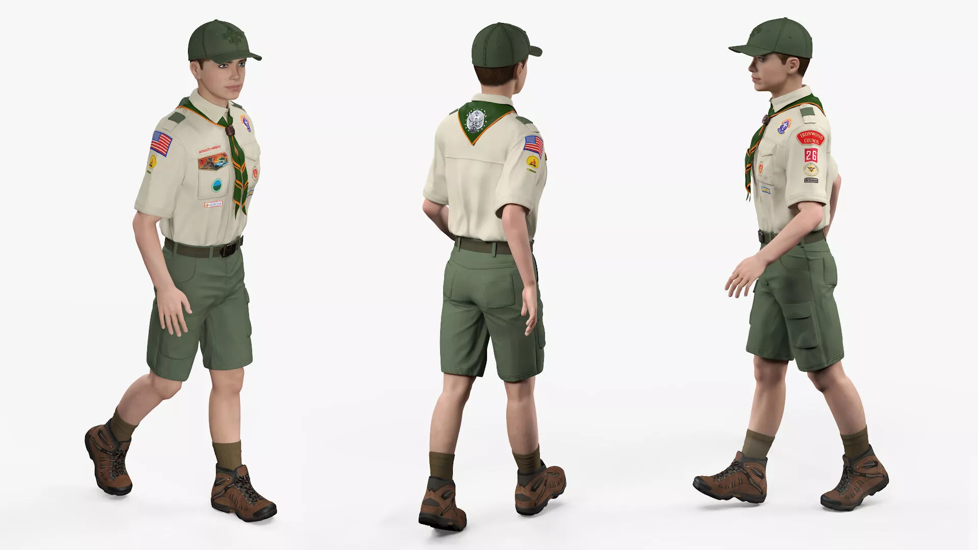 Boy Scout in Uniform Rigged 3D model